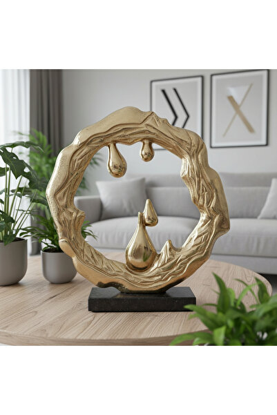 lya luxury Mermer Ayaklı Dekoratif Obje – Gold – 38-33 cm