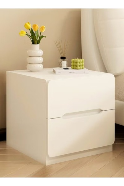 Raffine Modern Wood Nightstand with Drawer & Storage Shelf | Compact Bedside ...