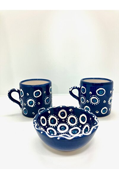 Emre Hediyelik Duble Nazar Boncuklu Fincan Sunum Seti