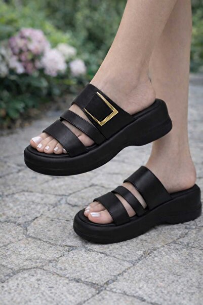 ds Dicle Stil Women's Sandals with Side Buckle Detail