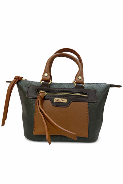Tasarım Women's Real Leather-Long Strap- Bag |   Green Tan Mini Hand and Shou...