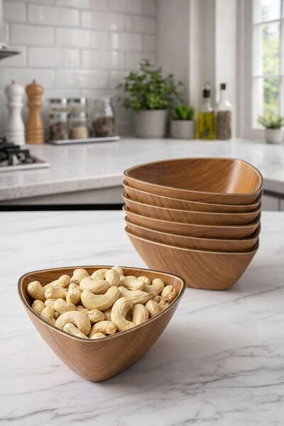 CASTEROLİ طبق تقديم حلويات مثلث الشكل صغير الحجم بمظهر خشبي - 10 × 10 × 4.5 سم