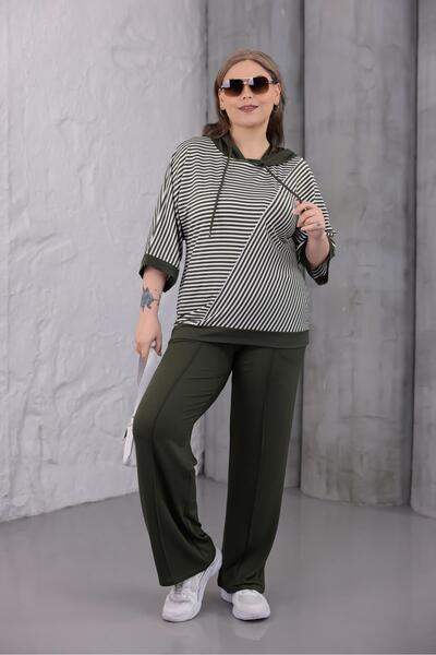 Siyezen Великий розмір Капрі з смугастими рукавами