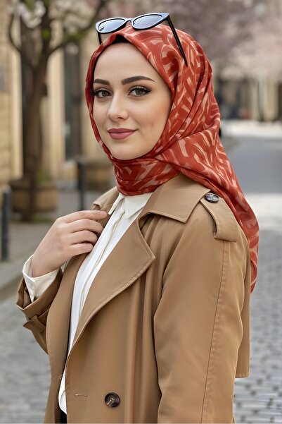 İmajButik Eșarfă din bumbac digital moale, roșu portocaliu