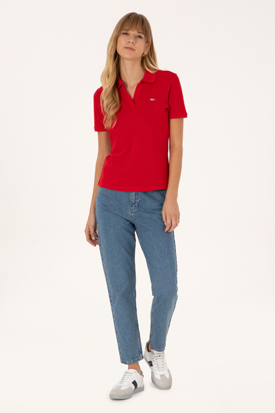 U.S. Polo Assn. Women's Red Polo Collar T-Shirt 50320032-Vr030
