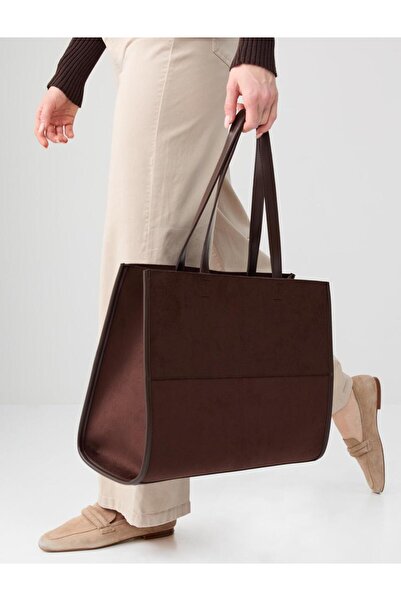 Jimmy Key Καφέ σουέντ τσάντα χειρός και ώμου