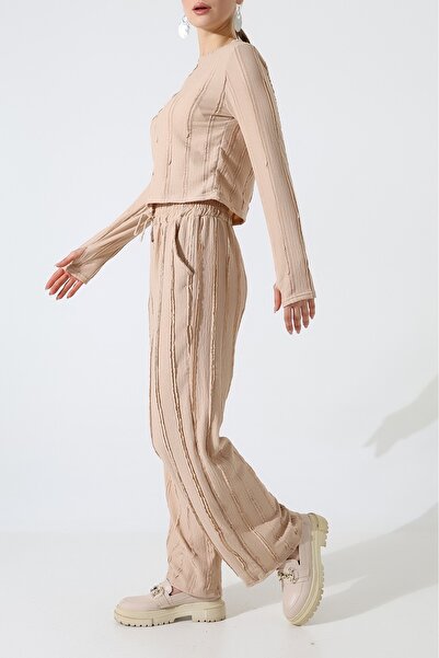 rushana Costum de damă cu volane, cu picior larg și elastic, cu detalii tip  ...