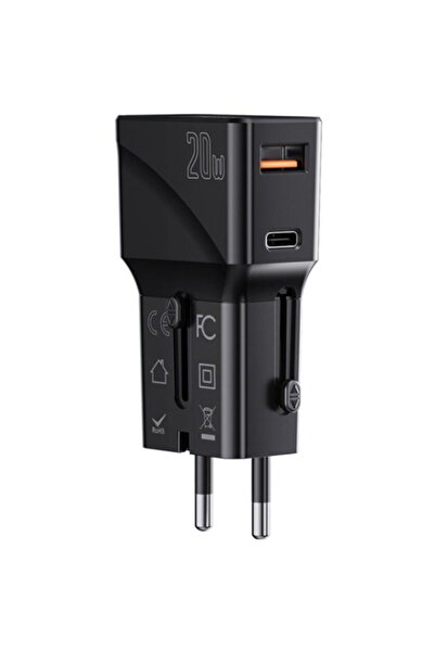 Yesido USB, Type-C cu Adaptor EU, UK, US, AUS - (MC17) - Black