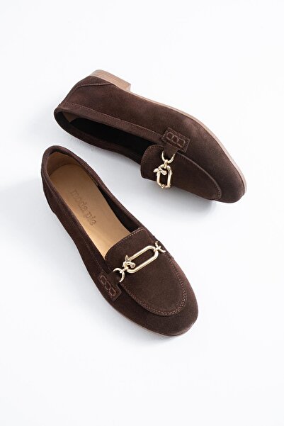 Moda Pie Drenste arma buckle genuine leather women's ballerina shoes - coffee...