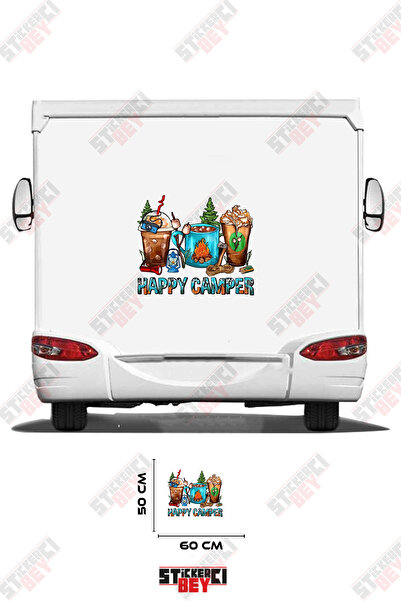 STİCKERCI BEY Happy Camp Written on Caravan Sticker Coating