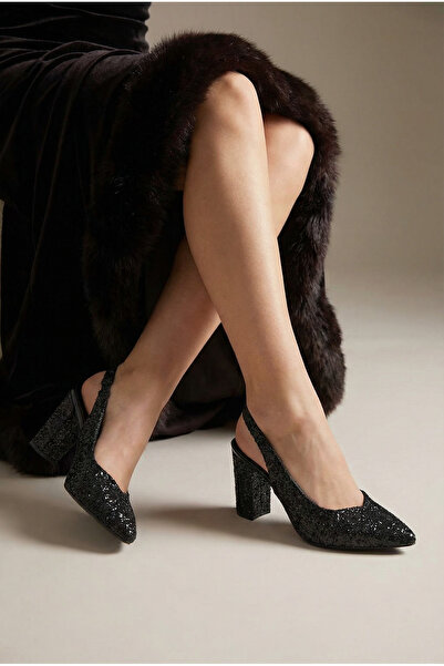 Savves Vivian Women's Pointed Toe Glitter Heeled Shoes