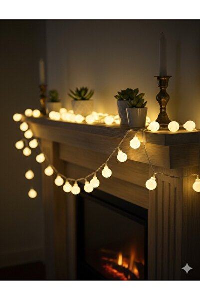 ALSHOP 1,5 Metre 10 Ledli Mini Beyaz Top Led Pilli Sarkıt Loş Işık