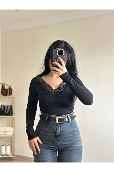 YELZEY BUTİK Premium Lace Detail Snap Body