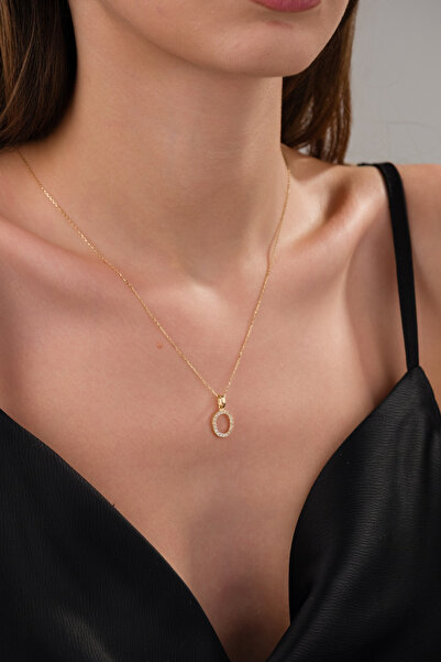 Zeynepli gold & jewelry 14 AYAR ALTIN TAŞLI O HARFLİ KOLYE