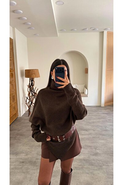 IŞILDA FASHION Asimetrik balıkçı kazak