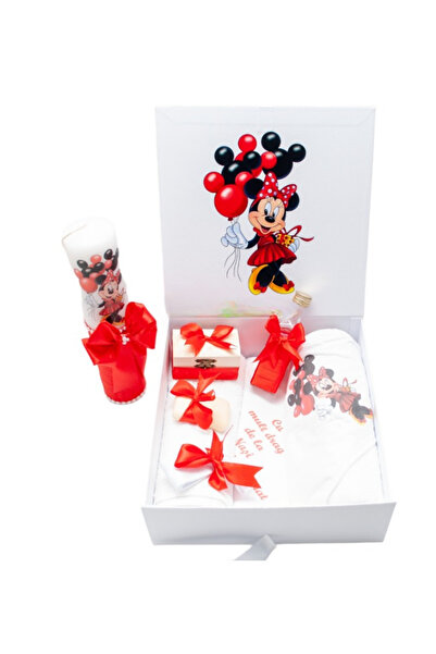 Inovius Set Cutie Trusou cu Lumanare, 9 Piese "Cu drag de la nasi" - Minnie, ...