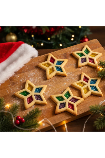 Hobist قالب بسكويت وعجينة السكر على شكل نجمة من الزجاج الملون ذو خمس زوايا