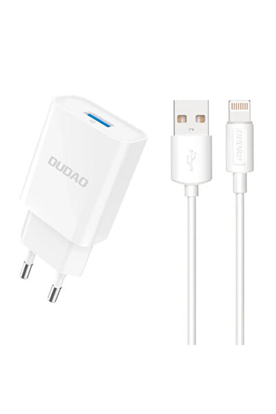 DUDAO Încărcător de perete A4EU USB-A 2.1A - alb + cablu USB-A - Lightning