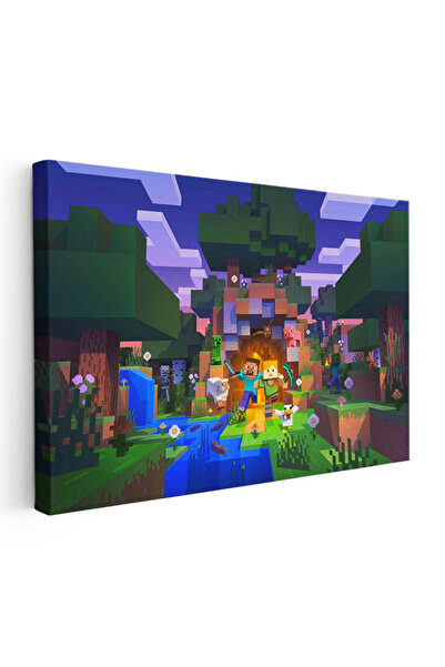 Tablofest Yatay Kanvas Tablo Gece Kampı Minecraft Tablosu Ev Ofis Salon Duvar...