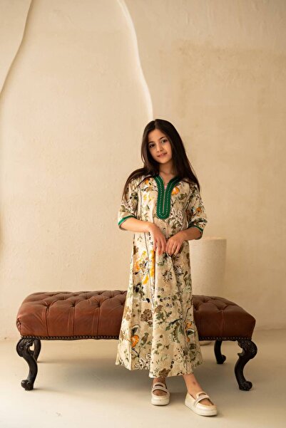 AFandina جلابية مشجرة راقية بنقشة طبيعية مميزة SM - 65