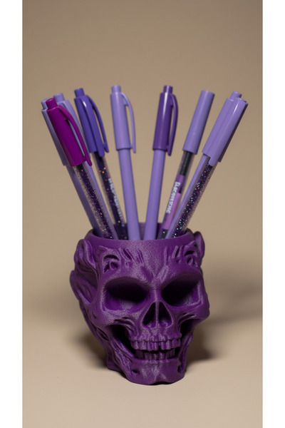 Plodna House 3D Design Skeleton-Looking Desktop Pen Holder - Gothic Decorativ...