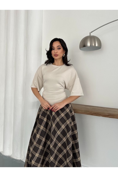 MODAMERSİ Women's Stone Back Lace-Up Detailed Blouse