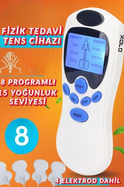 Uniquem Fizik Tedavi Tens Cihazı 4 Pedli Elektrod Pilli 8 Program 15 Seviye