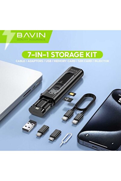 Bavin 7-in-1 Multifunctional Data Cable Storage Box Supports 60W Fast Chargin...