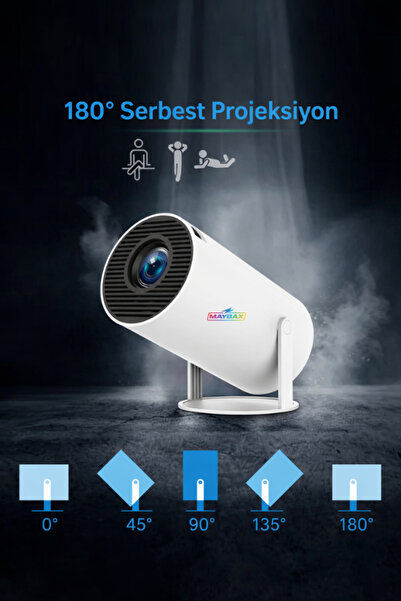 Maybax Taşınabilir Android Projeksiyon Akıllı Sinema Projektör Ultra Hd 720P BT5.0 Wİ-Fİ6 Ekran Yansıtma