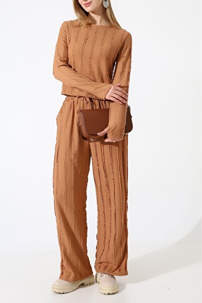 rushana Costum de damă cu volane, cu picior larg și elastic, cu detalii tip  ...