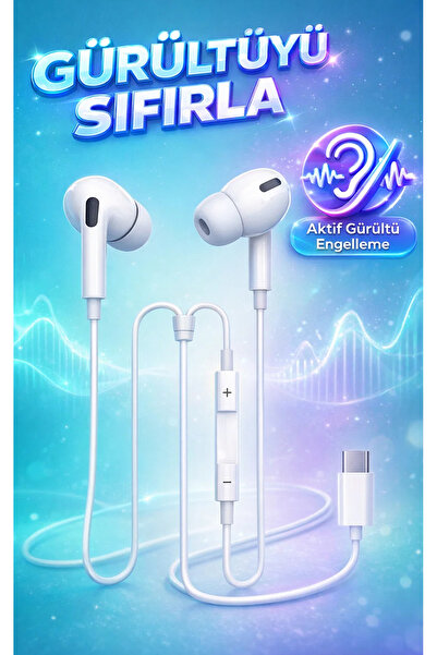FaroxTech Aktif Gürültü Engelleme (ANC) Destekli Type-C Kulaklık - iPhone 15 ...