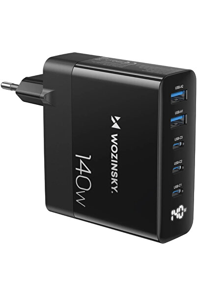 WOZINSKY CGWCB 3x USB Tip-C, 2x USB GaN 140W Negru
