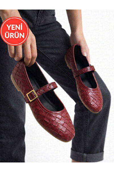 STOCON Women's Burgundy Knitted Ballerina Orthopedic Light Sole Daily Balleri...