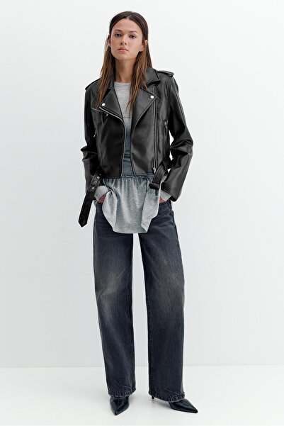 Pull & Bear Faux leather biker jacket