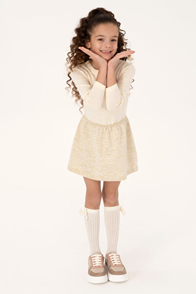 U.S. Polo Assn. Kız Çocuk Krem Melanj Triko Elbise 50316833-VR159