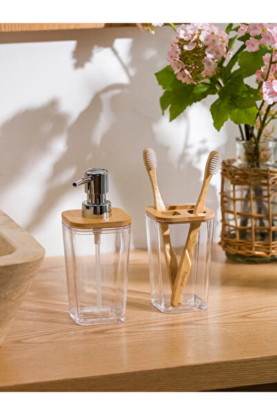 LC Waikiki LCW HOME Karışık Ahşap Kapaklı Banyo Seti 2'li