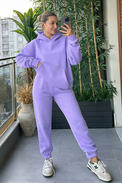 BayBayan ЖЕНСКИ 3-НИШЕН КАЗУАЛЕН ТРЕЙКСУИТ С КАПЮШОН И ВИСОКА ТАЛИЯ