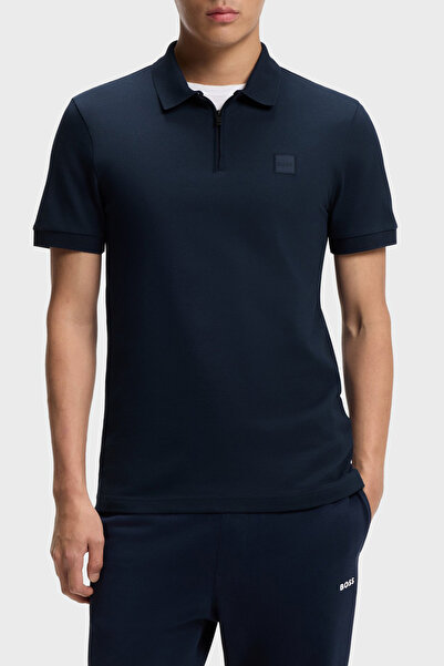 BOSS Pamuklu Slim Fit Yarım Fermuarlı Polo Erkek POLO 50537507 464