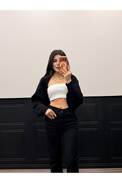 LOISY Bolero tricotat cu mâneci balon pentru femei