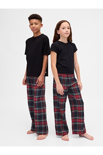 GAP Erkek Çocuk Koyu Kırmızı Recycled Flannel Pijama Altı