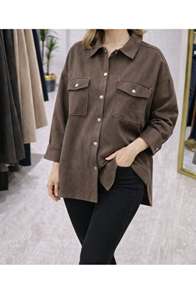 ayriss Soft Kadife Süet Görünümlü Dokuma Gömlek Gömlek