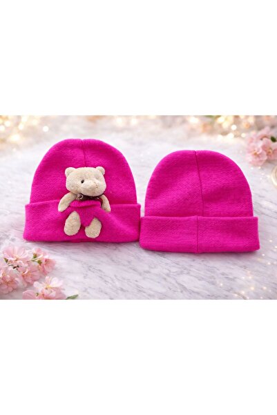 Muraty قبعة أطفال مرنة من الصوف مع تفاصيل دب قطيفة، قبعة للبالغين من الجنسين ...