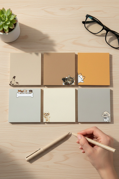 Renkli Zeka 6-Piece Cat and Dog Patterned Memo Pad Set, (10X10) 110 Gr Thick ...