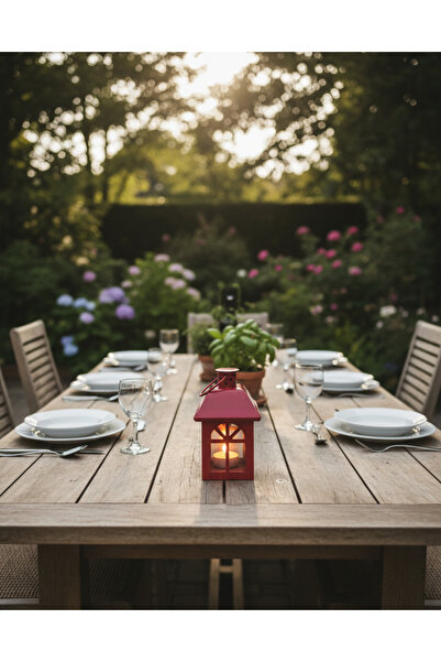 Artepieza co. Kırmızı Camlı Metal Salon Bahçe ve Balkon Tipi Askılı Dekoratif...