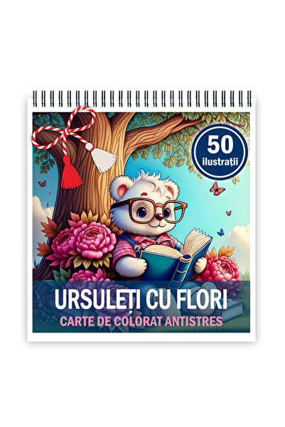 Legendary Gifts Martisor de colorat, format A5, cu spira metalica, model: Urs...