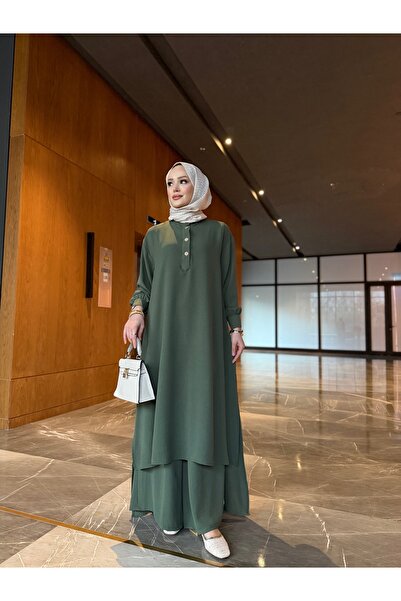 sevannaluxurydesign Kadın düğme detay tunik &pantolon takım