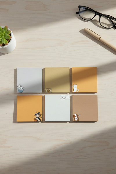 Renkli Zeka 6-Piece Cat and Dog Patterned Memo Pad Set, (10X10) 110 Gr Thick ...