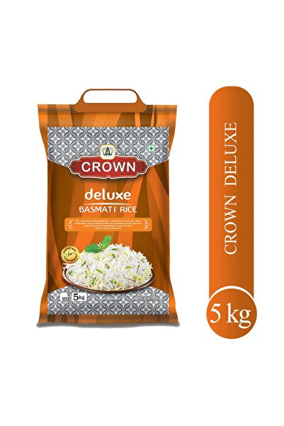 Crown Deluxe Basmati Rice 5kg, Long Grain Rice for Everyday Cooking