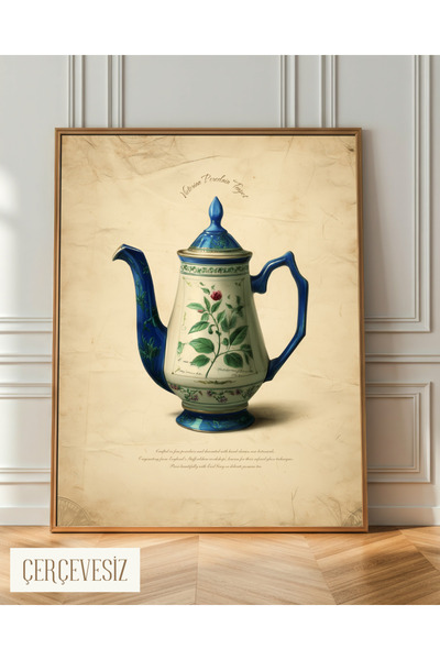 Trend Loca Vintage Victorian Porselen Çaydanlık Mutfak ve Kafe Duvar Posteri ...