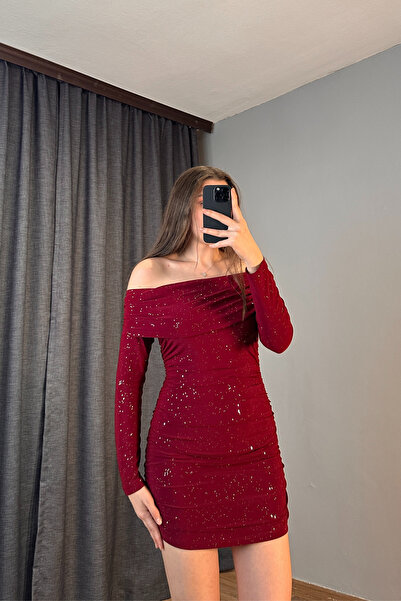 Sorridi Madonna Collar Draped Glitter Mini Dress